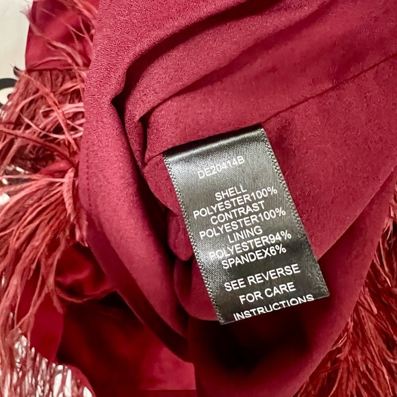 Ark & Co Burgundy Feathered Mini Dress NWT - Picture 6 of 7